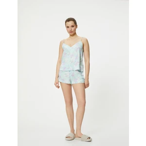 Çiçekli Pijama Altı Şort Normal Lastikli Bel