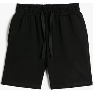 Pamuklu Şort Cepli Beli Lastikli Bağlamalı