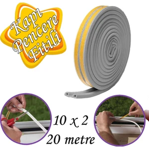 10X2=20 Metre Kapı Pencere Bandı Gri Fitili Yapışkanlı Soğuk Izolasyon Bant