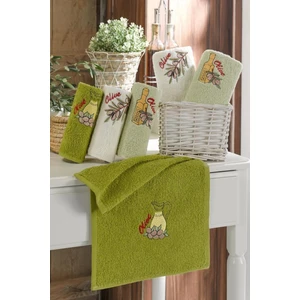 Bonny Home Nakışlı Olive Desenli %100 Pamuklu 6'lı Mutfak El Havlusu Kurulama Havlusu 30 x 50