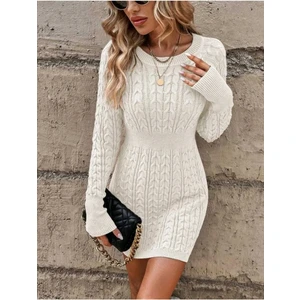 Saç Örgü Model Belden Oturtmalı Model Triko Elbise