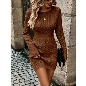 Saç Örgü Model Belden Oturtmalı Model Triko Elbise