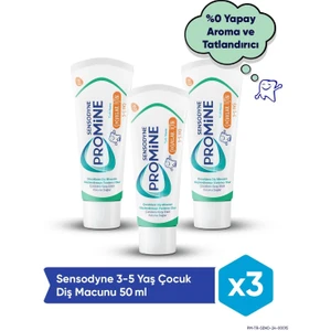Promine 3-5 Yaş Çocuklar İçin Gün Boyu Çürüklere Karşı Koruyan Diş Macunu 50  ml x 3 Adet
