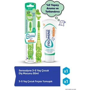 Promine 3-5 Yaş Çürüklere Karşı Koruyan Çocuk Diş Macunu 50  ml+TIMSAHLI Yumuşak Diş Fırçası
