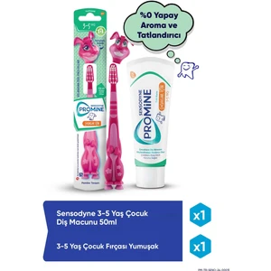 Promine 3-5 Yaş Çürüklere Karşı Koruyan Çocuk Diş Macunu 50  ml+TAVŞANLI Yumuşak Diş Fırçası