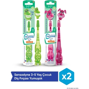 Promine 3-5 Yaş Sevi  mli Timsah ve Tavşan Karakterli Çocuk Diş Fırçası Yumuşak x 2 Adet