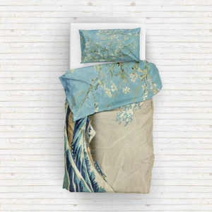 The Lucid Lab Almond Blossoms & Kanagawa Oki Nami Ura Çift Taraflı Nevresim Takımı