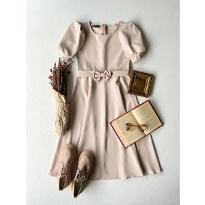 Küçüğüm Butik Karpuz Kollu Kadın Krep Midi Boy Kloş Elbise