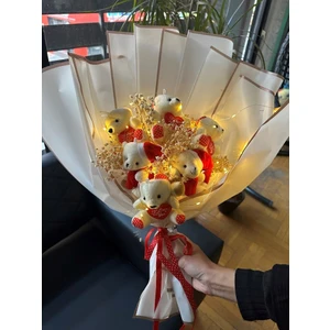 Masalsı Concept Ayıcık Çiçek Buketi 14 Şubat Sevgililer Günü Hediyesi Teddy Bear Ledli,kolye Hediyeli Sevimli Ponçik