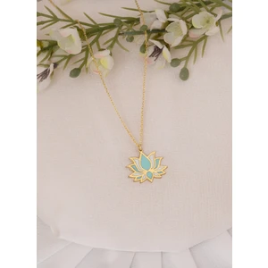 Dkmn Silver 925 Ayar Gümüş Mineli  Lotus Çiçeği Kolye