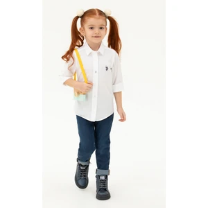U.S. Polo Assn. Kız Çocuk Beyaz Gömlek Desenli 50262968-VR013