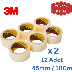 3m 371 Şeffaf Koli Bandı 45mm x 100m - 12 Adet