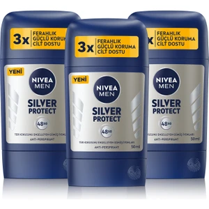 Men Erkek Stick Deodorant Silver Protect 50ML, 48 Saat Koruma, X3 Adet