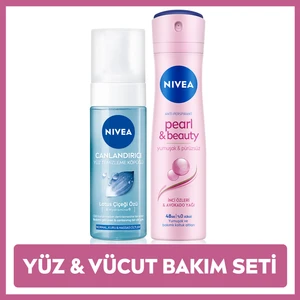 NIVEA Pearl & Beauty Kadın Deodorant Sprey 150ml ve Yüz Temizleme Köpüğü Normal ve Karma Ciltler 150ml
