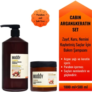 Cabin Argan Keratin Şampuanı 1000 ml + Cabin Argan ve Keratin Maskesi 500 ml