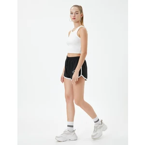 Spor Şort Ekstra Mini Kolej Temalı Baskılı Beli Bağlamalı
