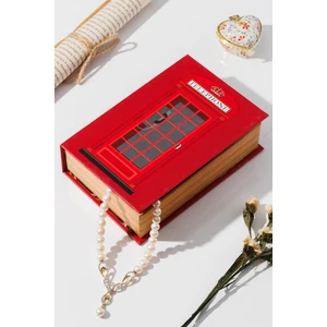 Telefon Kulübesi Model Kırmızı Mini Kitap Kutu Takı Aksesuar Organizer