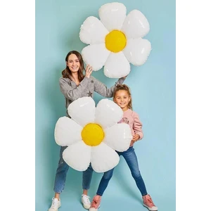Papatya Folyo Balon 70 cm 5 Adet Beyaz ve Sarı Renkli Parti Süsleme Malzemesi