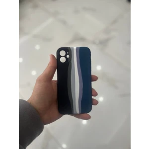 iPhone 11 Uyumlu Rainbow Renkli Şeritli Lansman Silikon Darbe Emici Telefon Kılıfı