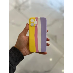 iPhone 12 Pro Max Uyumlu Rainbow Renkli Şeritli Lansman Silikon Darbe Emici Telefon Kılıfı