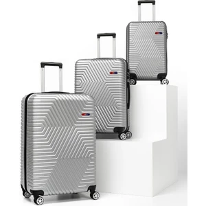 G&d Polo Suitcase Abs 3'lü Gümüş Gri Lüx Valiz Seyahat Seti 600.03-SET