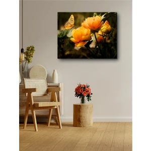 Harz Dekor Soyut Sarı Kelebek Çiçek Wall Art Dekoratif Kanvas Tablo