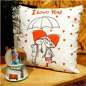I Love You Yastık Sevgiliye Hediye ve Işıklı Kar Küresi