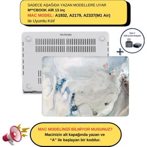 Macbook Air M1 Kılıf 13inç A1932 A2179 A2337 ile Uyumlu Marble10NL