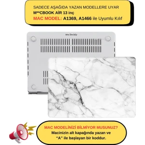 Macbook Air Kılıf 13 inç Mermer11NL (Eski USB'li Model 2010-2017) A1369 A1466 ile Uyumlu