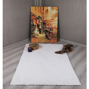 My Evilla Dekoratif Tavşan Tüyü Ultra Yumuşak Peluş Kaymaz Halı Yolluk