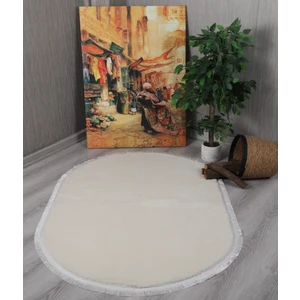 My Evilla Modern Dekoratif Oval Spor Saçaklı Puffy Peluş Halı Yolluk
