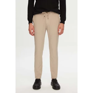 D'S Damat Slim Fit Bej Beli Lastikli Bağcıklı Fermuarlı Likralı Rahat Jogger Pantolon 2HC03ORTJGR01