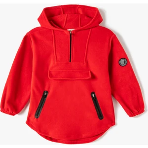 Polar Sweatshirt Yarım Cepli Aplikeli
