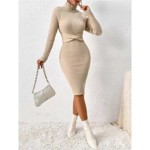 Kurdale Detaylı Fitilli Model Triko Elbise
