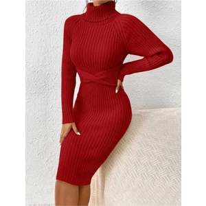 Kurdale Detaylı Fitilli Model Triko Elbise