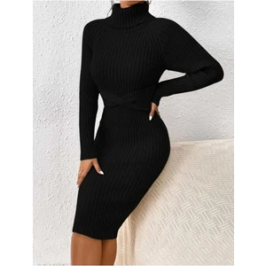 Kurdale Detaylı Fitilli Model Triko Elbise
