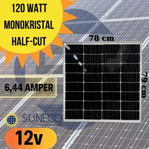 120W 125W Watt Half-Cut Monokristal Solar Güneş Paneli A Sınıf 12 Volt