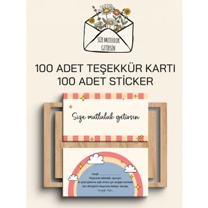 Paytak Moda 100 Adet Teşekkür Kartı ve 100 Adet Teşekkür Sticker 19
