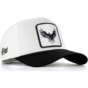 V1 Baseball Kartal - 4 Kod Logolu Unisex Beyaz-Siyah Siperli Şapka (Cap)