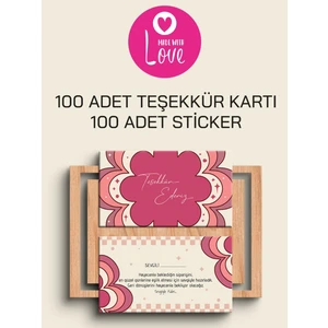 Paytak Moda 100 Adet Teşekkür Kartı ve 100 Adet Teşekkür Sticker 10