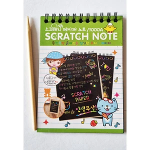 Sihirli Kazımalı Gökkuşağı 6A Boy 15 x 10 cm Spiralli Kalemli Defter Kağıt Yeşil Kapak