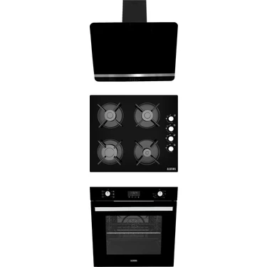Alveus New 627 Siyah Cam 3'lü Ankastre Set