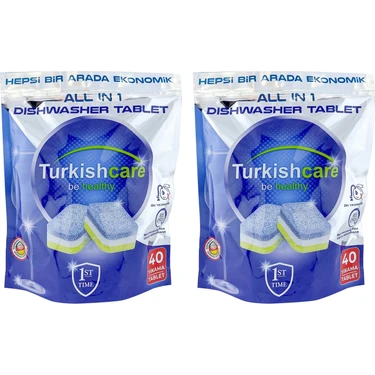 Turkishcare Hepsi 1 Arada 40 Lı Bulaşık Makinası Tableti x 2 Paket (80