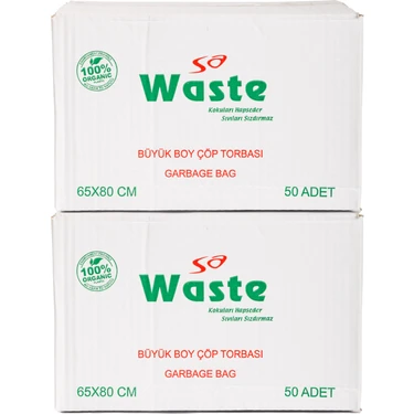 Sa Waste Büyük Boy Çöp Poşeti 65*80 cm 50'li 2 Koli 1000