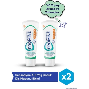 Sensodyne Promine 3-5 Yaş Çocuklar İçin Gün Boyu Çürüklere Karşı Koruyan Diş Macunu 50  ml x 2