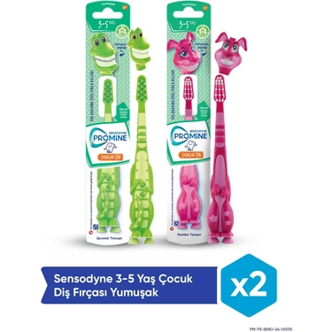 Sensodyne Promine 3-5 Yaş Sevi  mli Timsah ve Tavşan Karakterli Çocuk Diş Fırçası Yumuşak x 2