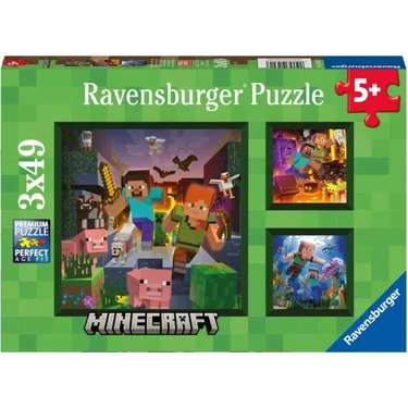 Ravensburger 3X49 Parça Puzzle Minecraft