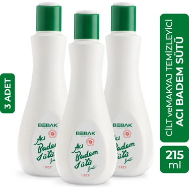 Bebak Karma Ciltler İçin Acı Badem Özlü Yüz Temizleme Sütü - Makyaj Temizleme ve Nemlendirme, 3 x