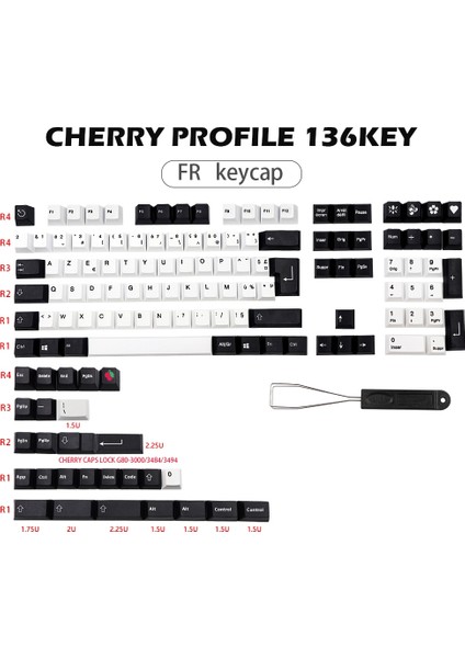 Fransa Düzeni Yazı Tipi Pbt Klavye Tuş Kiraz Profil Boya Subb Mx Anahtarları Için Keycaps Ansı Strafe K65 K70 G710 + Anahtar (Yurt Dışından)