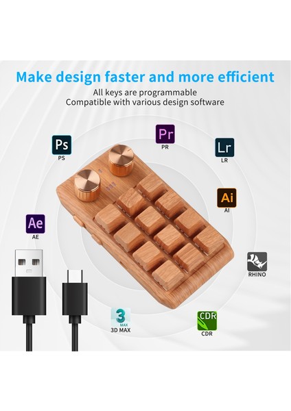 Tek Elle Mekanik Klavye, Rgb LED Arkadan Aydınlatmalı Makro Klavye, Programlanabilir Çalışırken Değiştirilebilir Dıy Makro Özel Klavye Kablolu (Yurt Dışından)